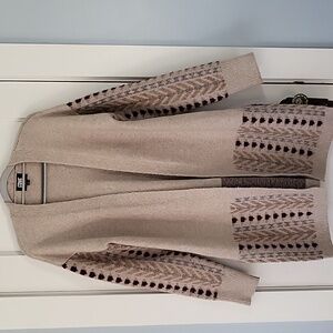 Frye Cream and Brown Patterned Cardigan
